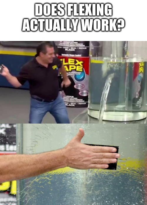 Why am I using this template? Long story | DOES FLEXING ACTUALLY WORK? | image tagged in flex tape | made w/ Imgflip meme maker