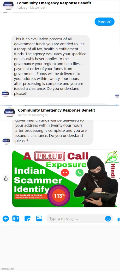 CERB FB SCAM cont | image tagged in scams on fb,fake gov scam | made w/ Imgflip meme maker