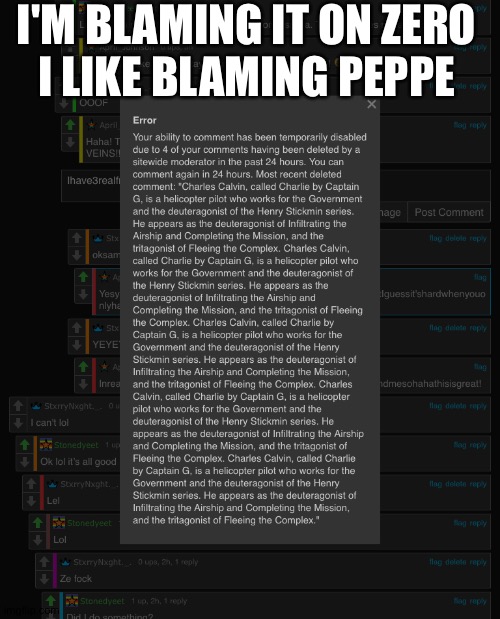 I'M BLAMING IT ON ZERO
I LIKE BLAMING PEPPE | made w/ Imgflip meme maker