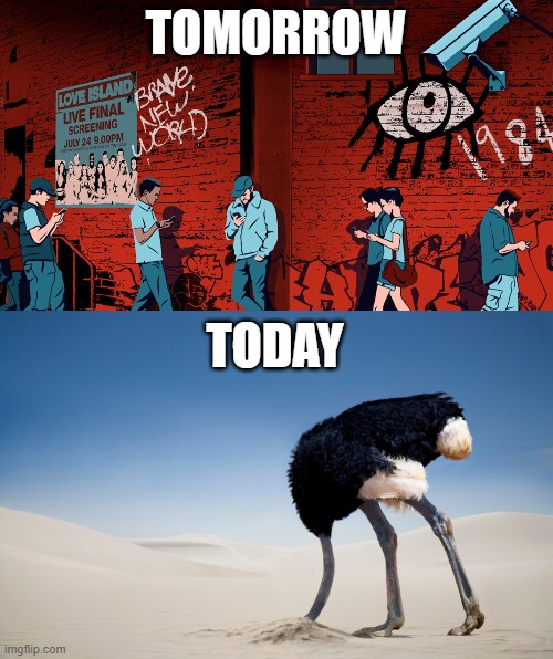 It's already tomorrow in China | TOMORROW; TODAY | image tagged in 1984,brave new world,dystopia,reality,surveillance,freedom | made w/ Imgflip meme maker