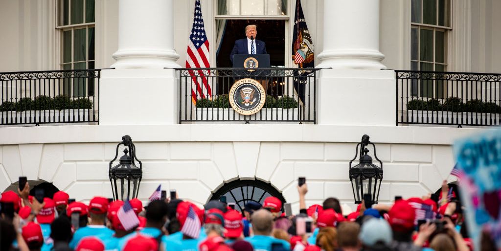 Trump on Patio Blank Meme Template