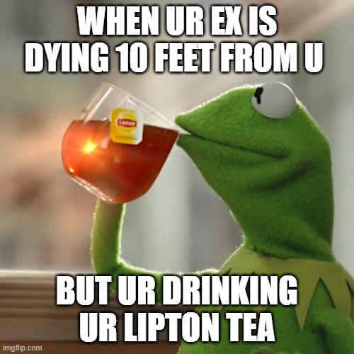 But That's None Of My Business Meme | WHEN UR EX IS DYING 10 FEET FROM U; BUT UR DRINKING UR LIPTON TEA | image tagged in memes,but that's none of my business,kermit the frog | made w/ Imgflip meme maker