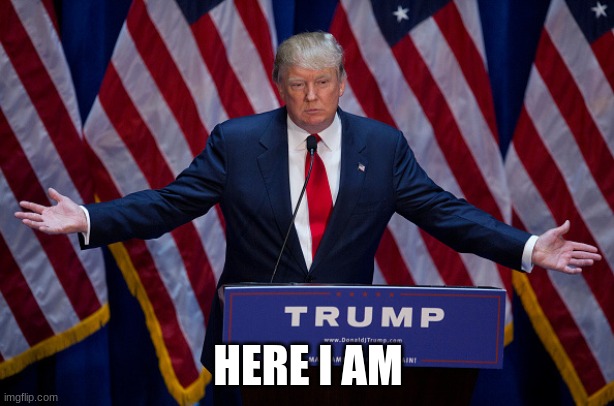 Donald Trump | HERE I AM | image tagged in donald trump | made w/ Imgflip meme maker