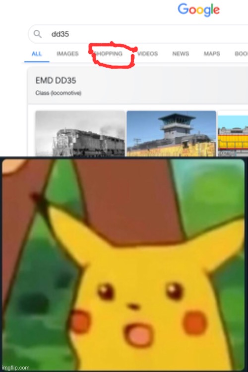 DD35 | image tagged in surprised pikachu | made w/ Imgflip meme maker