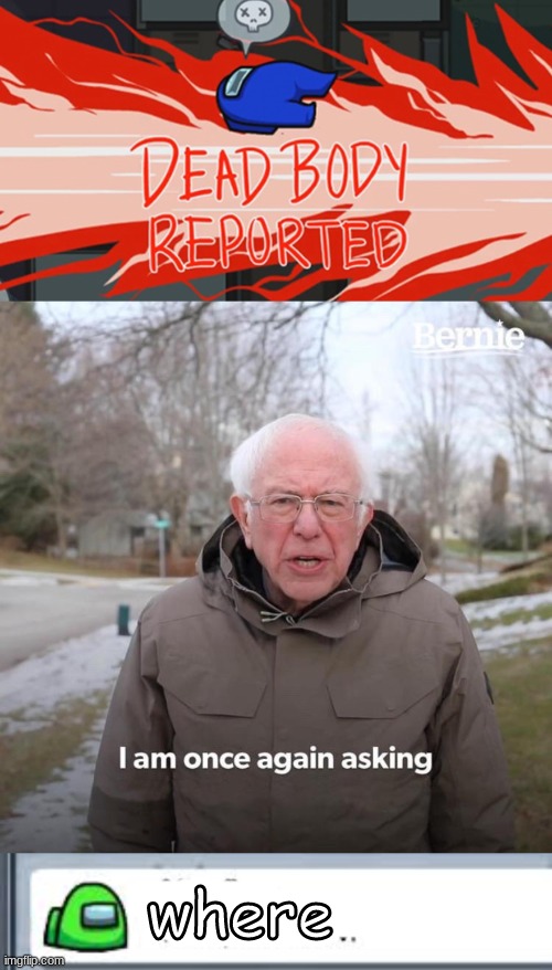 Where? | where | image tagged in memes,bernie i am once again asking for your support,among us,games | made w/ Imgflip meme maker