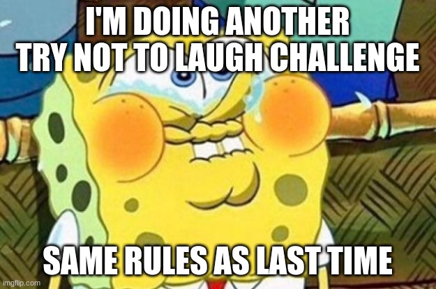Send me images and videos and I'll try to hold all laughter | I'M DOING ANOTHER TRY NOT TO LAUGH CHALLENGE; SAME RULES AS LAST TIME | image tagged in spongebob try not to laugh | made w/ Imgflip meme maker