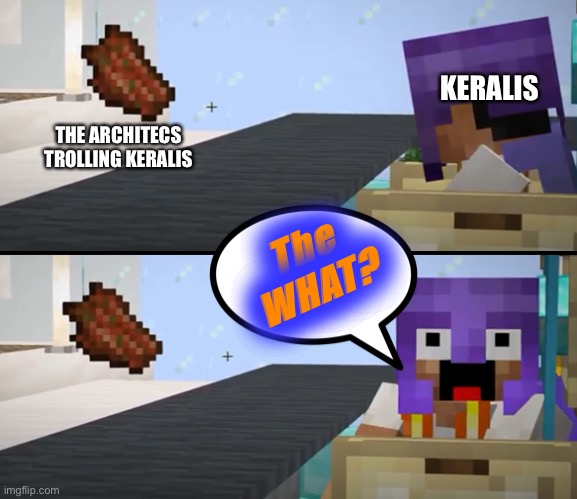Shocked Keralis | KERALIS; THE ARCHITECS TROLLING KERALIS; The WHAT? | image tagged in shocked keralis | made w/ Imgflip meme maker