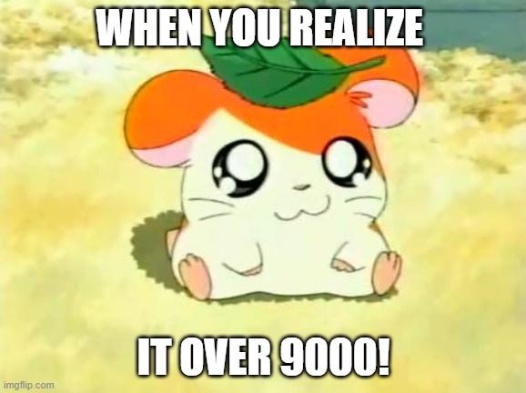 Hamtaro | WHEN YOU REALIZE; IT OVER 9000! | image tagged in memes,hamtaro | made w/ Imgflip meme maker