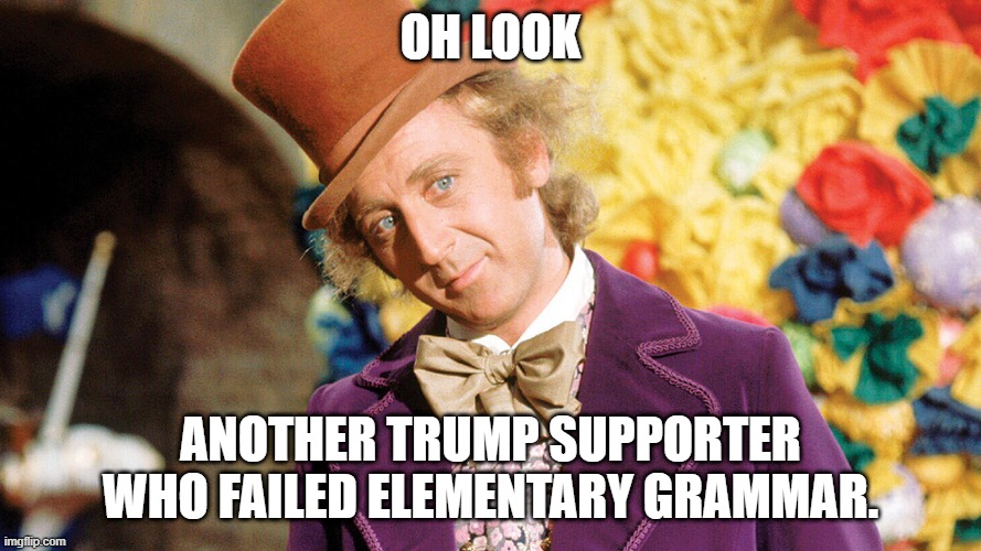 oh  look | OH LOOK ANOTHER TRUMP SUPPORTER WHO FAILED ELEMENTARY GRAMMAR. | image tagged in oh look | made w/ Imgflip meme maker