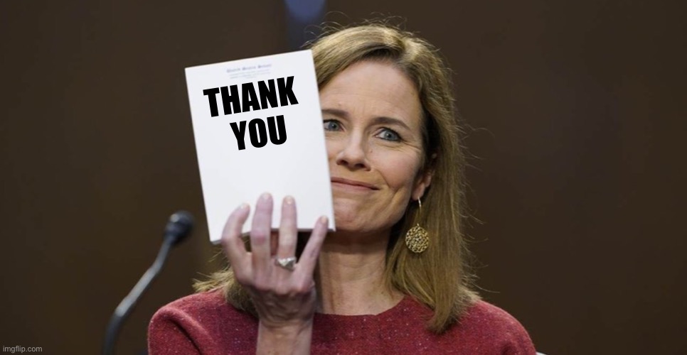 Amy Coney Barrett | THANK 
YOU | image tagged in amy coney barrett | made w/ Imgflip meme maker