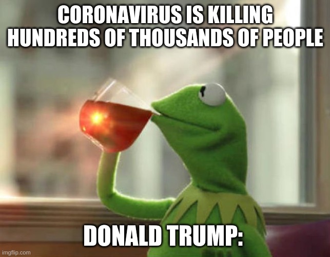 But That's None Of My Business (Neutral) Meme | CORONAVIRUS IS KILLING HUNDREDS OF THOUSANDS OF PEOPLE; DONALD TRUMP: | image tagged in memes,but that's none of my business neutral | made w/ Imgflip meme maker