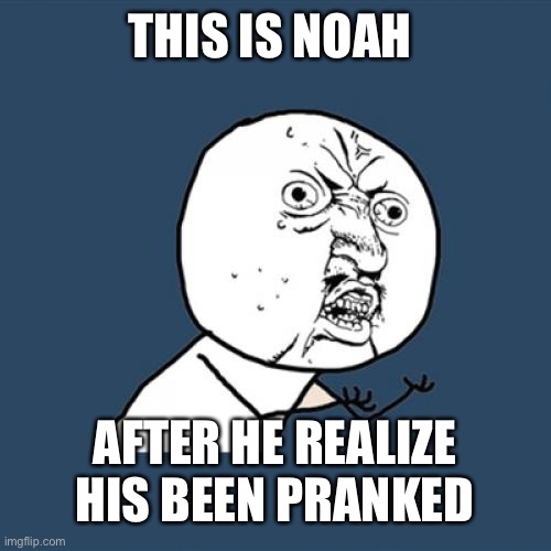 Y U No Meme | THIS IS NOAH AFTER HE REALIZE HIS BEEN PRANKED | image tagged in memes,y u no | made w/ Imgflip meme maker