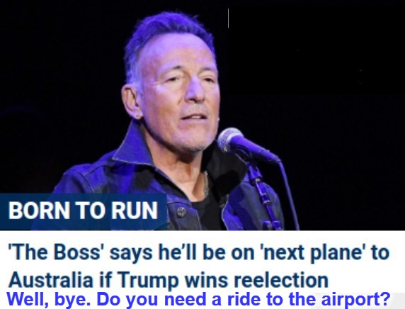 Well, bye. Do you need a ride to the airport? | Well, bye. Do you need a ride to the airport? | image tagged in the boss,bruce springsteen,well bye,leaving on a jet plane,liberal hypocrisy,triggered liberal | made w/ Imgflip meme maker