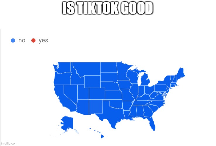 no | IS TIKTOK GOOD | image tagged in america says no | made w/ Imgflip meme maker