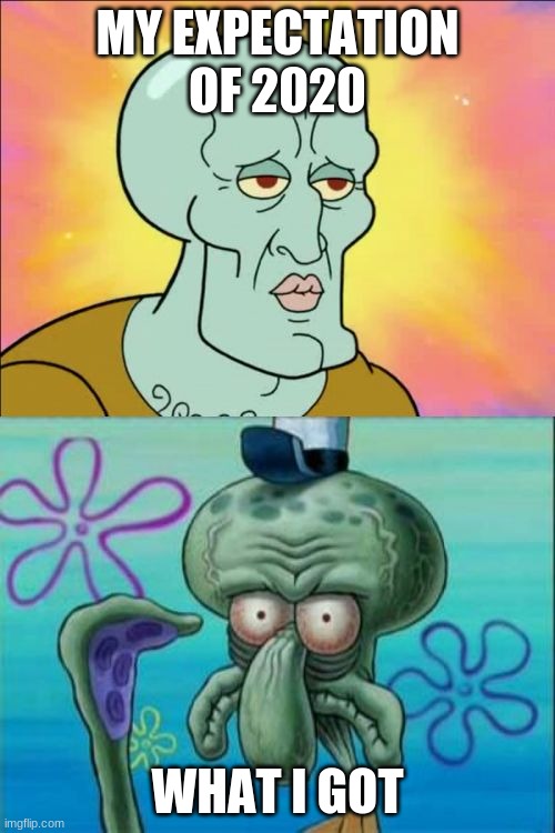 2020 | MY EXPECTATION OF 2020; WHAT I GOT | image tagged in memes,squidward,lol | made w/ Imgflip meme maker