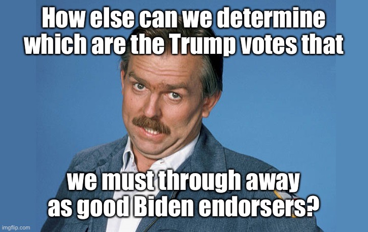 How else can we determine which are the Trump votes that we must through away as good Biden endorsers? | made w/ Imgflip meme maker