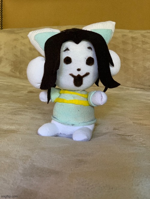 I made a cute temmie plush! it has movable arms | image tagged in cute,temmie,plush | made w/ Imgflip meme maker