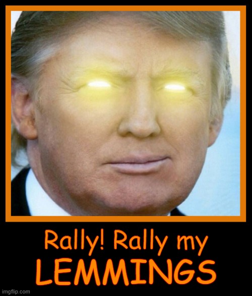 Lemmings |  Rally! Rally my; LEMMINGS | image tagged in lemmings,pied piper,covid 19,trump,trump rally,sheeple | made w/ Imgflip meme maker