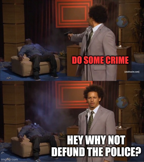 The reason that we need law enforcement is trying to defund law enforcement. | DO SOME CRIME; HEY WHY NOT DEFUND THE POLICE? | image tagged in memes,who killed hannibal,protests,looting,riots,cops | made w/ Imgflip meme maker