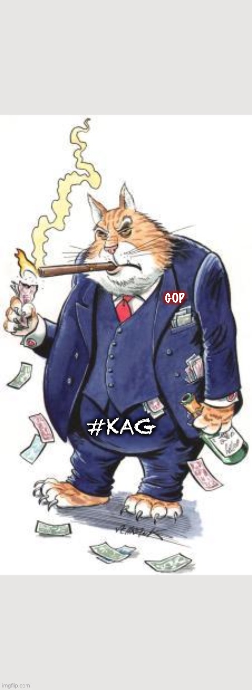 GOP Fat Cat | GOP; #KAG | image tagged in maga,trump,gop,kag,republican party | made w/ Imgflip meme maker