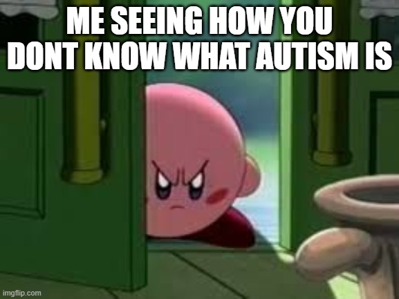 Pissed off Kirby | ME SEEING HOW YOU DONT KNOW WHAT AUTISM IS | image tagged in pissed off kirby | made w/ Imgflip meme maker