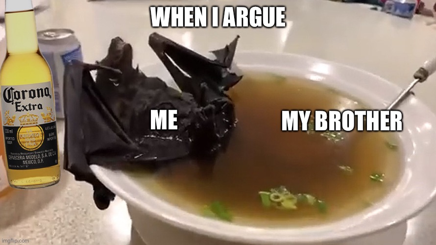 Relatable? | WHEN I ARGUE; ME; MY BROTHER | image tagged in corona virus,funny memes | made w/ Imgflip meme maker