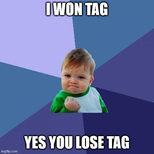 i won tag you lost tag | I WON TAG; YES YOU LOSE TAG | image tagged in memes,success kid | made w/ Imgflip meme maker