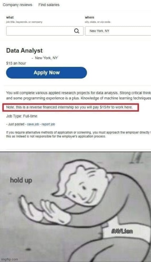 Wait, what? | #AVLien | image tagged in fallout hold up,jobs | made w/ Imgflip meme maker