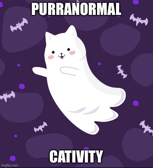 Purranormal Cativity | PURRANORMAL; CATIVITY | image tagged in funny memes,cats,halloween | made w/ Imgflip meme maker