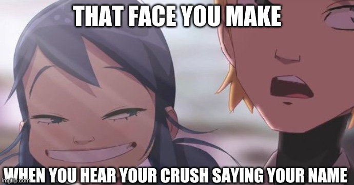 This is truly, "miraculous" |  THAT FACE YOU MAKE; WHEN YOU HEAR YOUR CRUSH SAYING YOUR NAME | image tagged in miraculous ladybug,crush,relationship,ladybug | made w/ Imgflip meme maker