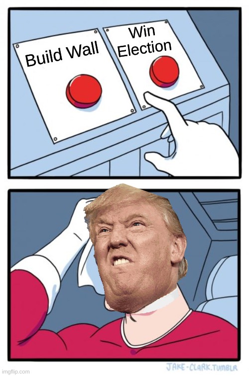 Two Buttons | Win Election; Build Wall | image tagged in memes,two buttons | made w/ Imgflip meme maker
