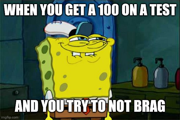 Don't You Squidward | WHEN YOU GET A 100 ON A TEST; AND YOU TRY TO NOT BRAG | image tagged in memes,don't you squidward | made w/ Imgflip meme maker