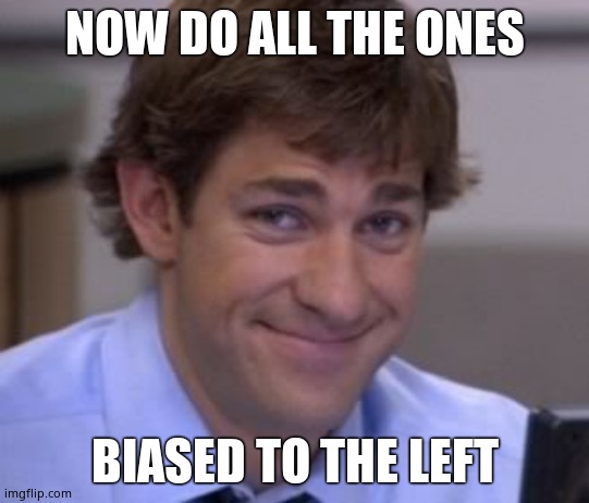 Jim smile | NOW DO ALL THE ONES BIASED TO THE LEFT | image tagged in jim smile | made w/ Imgflip meme maker