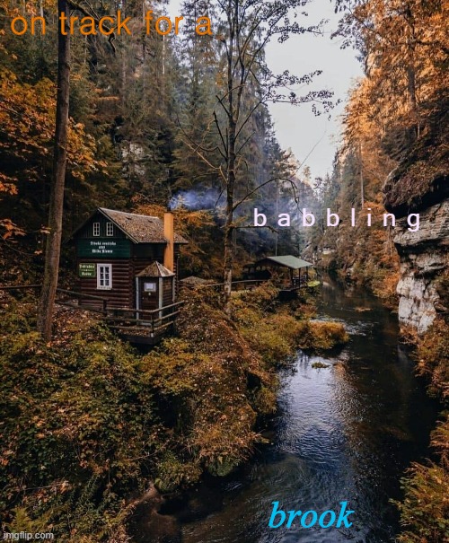 [Motion to go for a hike] | on track for a; b a b b l i n g; brook | image tagged in czech republic in autumn,autumn leaves,autumn | made w/ Imgflip meme maker