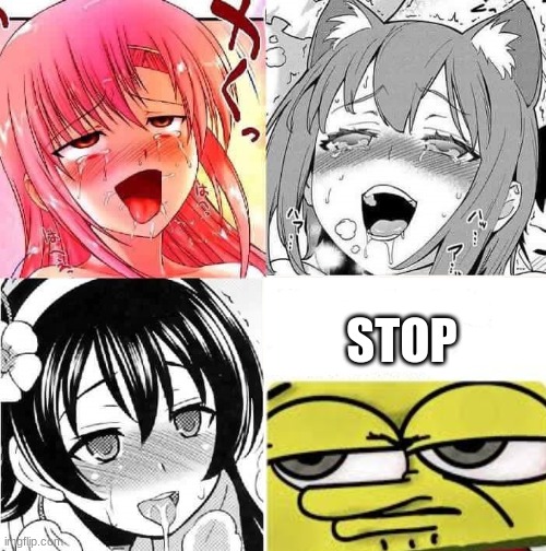 Hentai Faces | STOP | image tagged in hentai faces | made w/ Imgflip meme maker