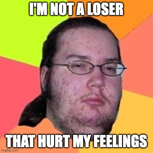 fat gamer | I'M NOT A LOSER THAT HURT MY FEELINGS | image tagged in fat gamer | made w/ Imgflip meme maker