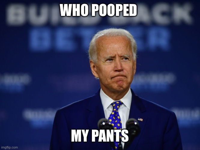 Biden delusional | WHO POOPED; MY PANTS | image tagged in political meme | made w/ Imgflip meme maker