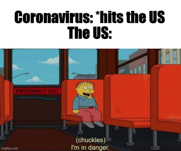 I'm in Danger + blank place above | Coronavirus: *hits the US
The US: | image tagged in i'm in danger blank place above | made w/ Imgflip meme maker