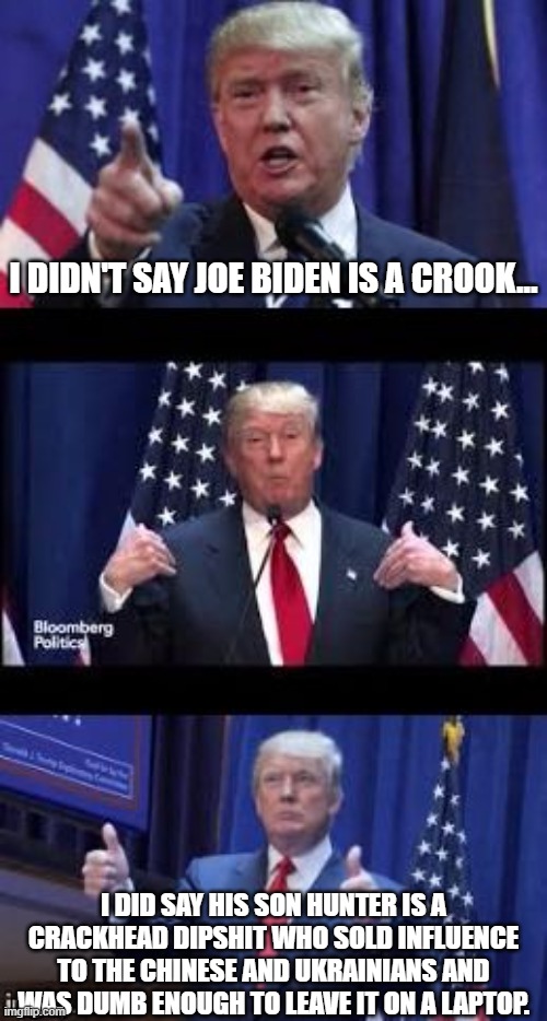 Hunter the Crackhead Snowman | I DIDN'T SAY JOE BIDEN IS A CROOK... I DID SAY HIS SON HUNTER IS A CRACKHEAD DIPSHIT WHO SOLD INFLUENCE TO THE CHINESE AND UKRAINIANS AND WAS DUMB ENOUGH TO LEAVE IT ON A LAPTOP. | image tagged in let's make a deal trump | made w/ Imgflip meme maker