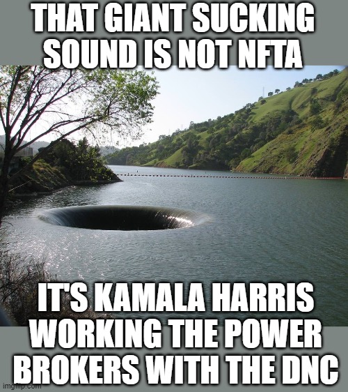 THAT GIANT SUCKING SOUND IS NOT NFTA IT'S KAMALA HARRIS WORKING THE POWER BROKERS WITH THE DNC | made w/ Imgflip meme maker