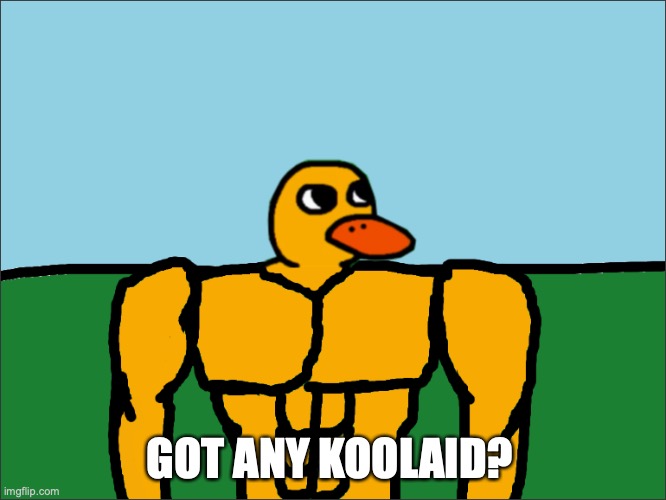 Got any KoolAid? | GOT ANY KOOLAID? | image tagged in kool aid,duck | made w/ Imgflip meme maker