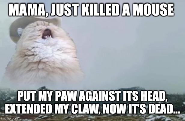 Mariachi Cat | MAMA, JUST KILLED A MOUSE; PUT MY PAW AGAINST ITS HEAD, EXTENDED MY CLAW, NOW IT’S DEAD... | image tagged in mariachi cat | made w/ Imgflip meme maker