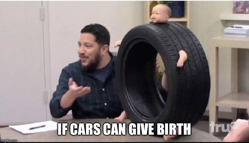 Sal's baby tire | IF CARS CAN GIVE BIRTH | image tagged in sal's baby tire | made w/ Imgflip meme maker