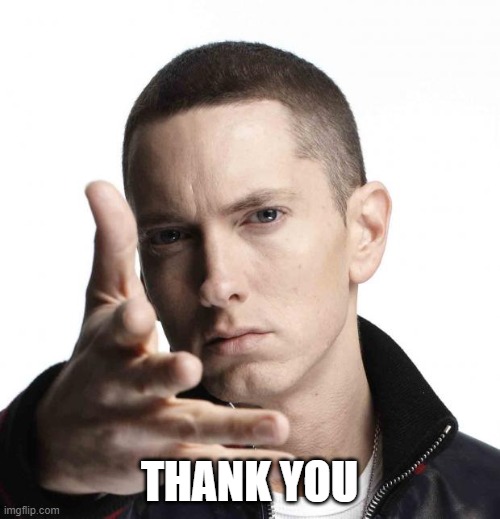 Eminem video game logic | THANK YOU | image tagged in eminem video game logic | made w/ Imgflip meme maker