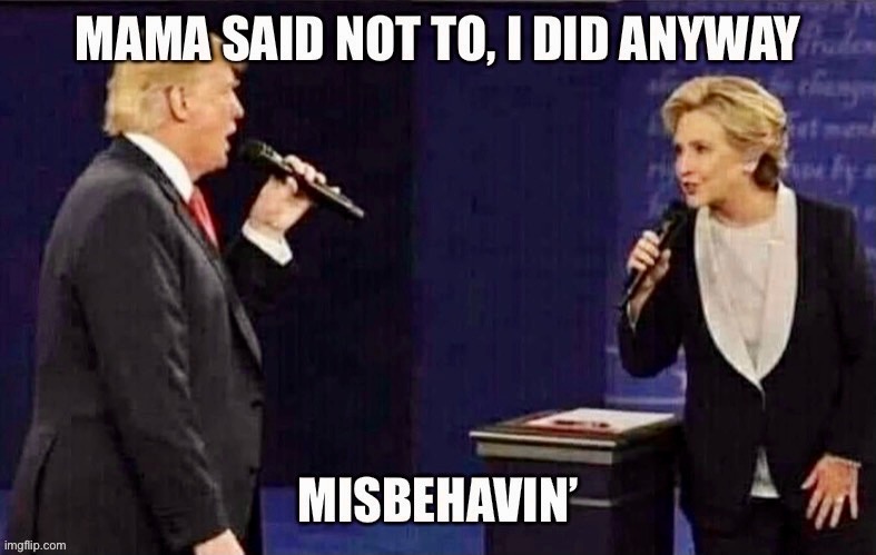 Misbehavin | image tagged in trump,donald trump,hillary clinton,hillary,gemstones | made w/ Imgflip meme maker