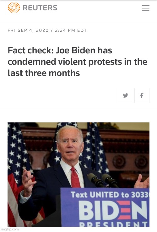 Did Joe Biden condemn violent protests? Funny you should ask | image tagged in joe biden,protests | made w/ Imgflip meme maker