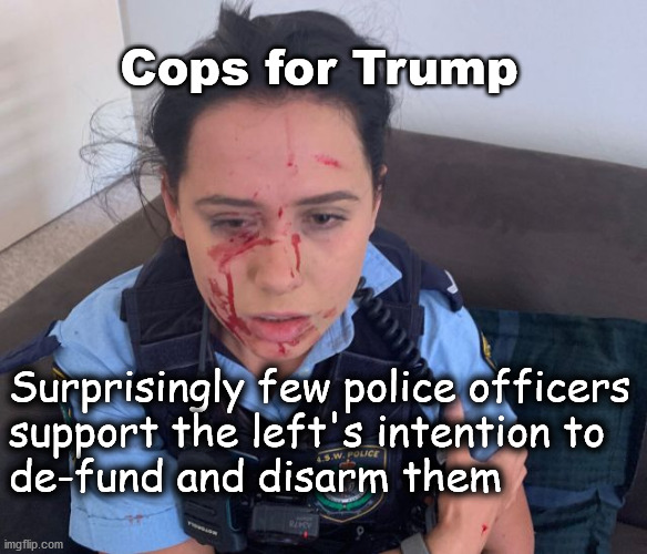 cops for Trump | Cops for Trump; Surprisingly few police officers
support the left's intention to
de-fund and disarm them | image tagged in defund police | made w/ Imgflip meme maker