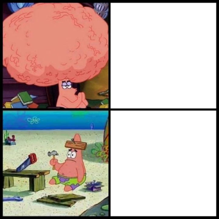 Patrick Big Brain vs small brain Blank Meme Template