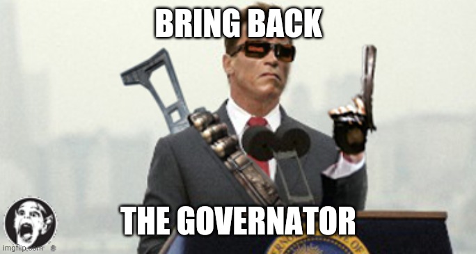 Governator | BRING BACK; THE GOVERNATOR | image tagged in arnold schwarzenegger | made w/ Imgflip meme maker