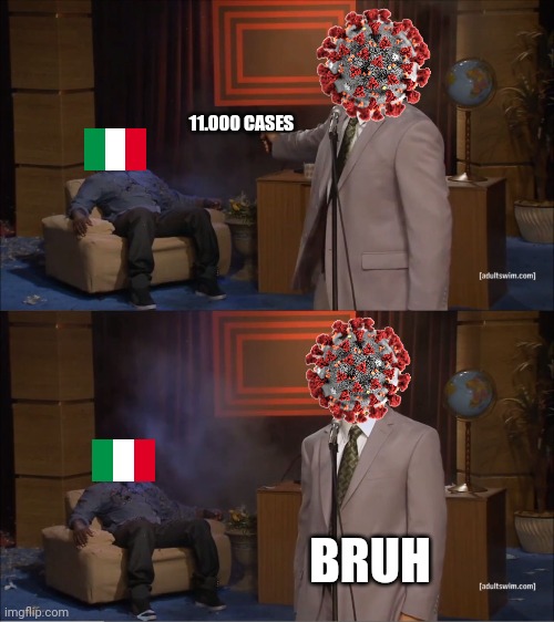 Noooooooooo | 11.000 CASES; BRUH | image tagged in memes,who killed hannibal,italy,coronavirus,covid-19,i cri evrytiem | made w/ Imgflip meme maker